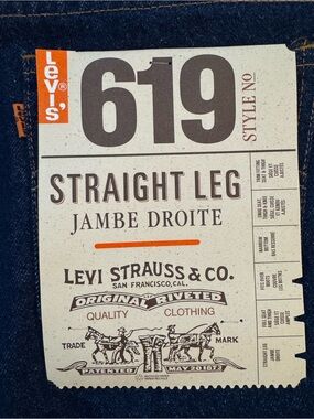 Levi's 619 Straight Leg Jeans - Dark Indigo dead stock